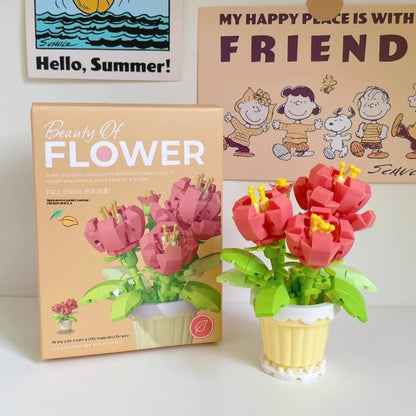 Valentine's Day Multicolor Flowers Building Toys For Kids Ages 7-16, Plastic Construction Set For Children Unisex