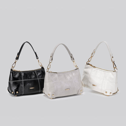 Women’s Square PU Leather Shoulder Bag With Sewing Thread Detail, Single Shoulder Strap, Perfect For Spring And Summer