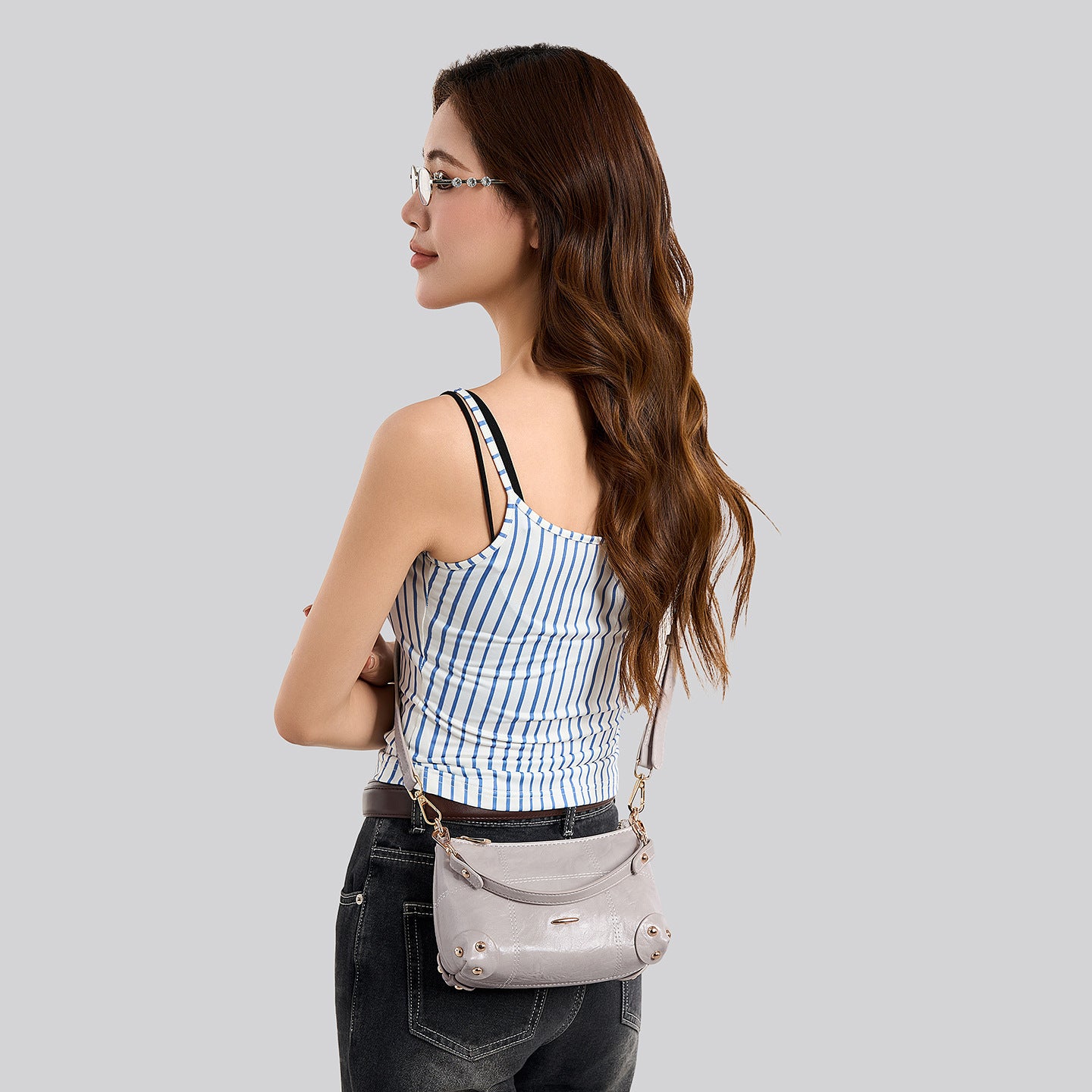 Women’s Square PU Leather Shoulder Bag With Sewing Thread Detail, Single Shoulder Strap, Perfect For Spring And Summer