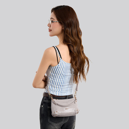 Women’s Square PU Leather Shoulder Bag With Sewing Thread Detail, Single Shoulder Strap, Perfect For Spring And Summer