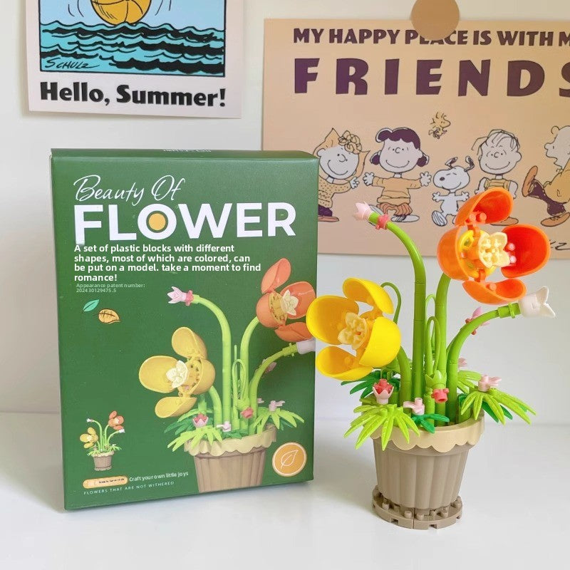 Valentine's Day Multicolor Flowers Building Toys For Kids Ages 7-16, Plastic Construction Set For Children Unisex