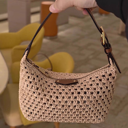 Solid Color Square Hollow Out PU Leather Shoulder Bag For Women, Summer Tote Style
