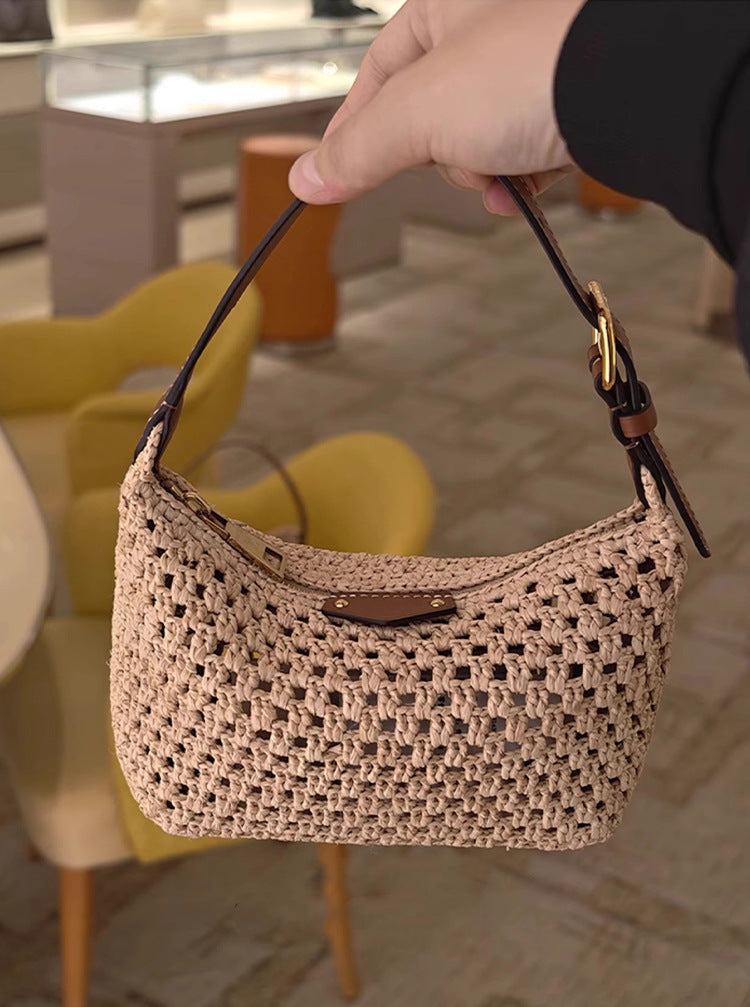 Solid Color Square Hollow Out PU Leather Shoulder Bag For Women, Summer Tote Style