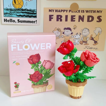 Valentine's Day Multicolor Flowers Building Toys For Kids Ages 7-16, Plastic Construction Set For Children Unisex