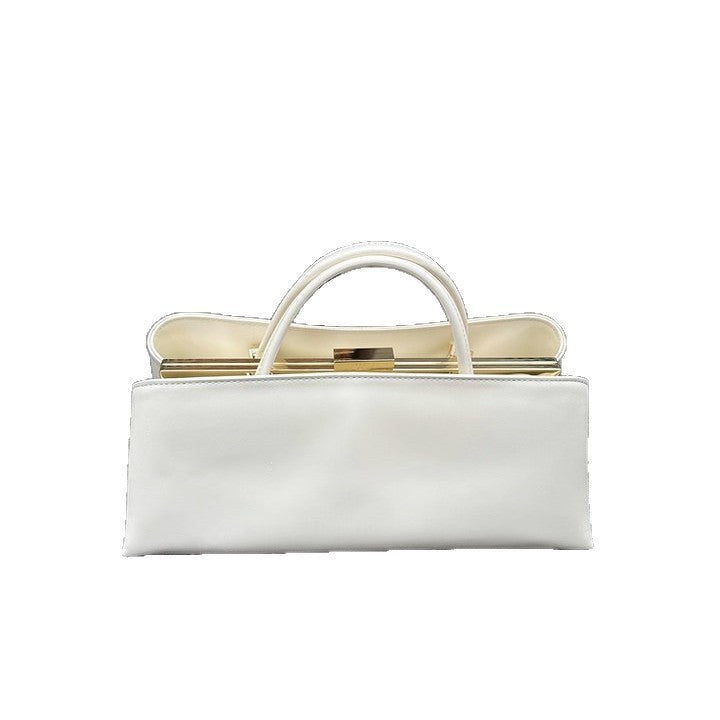 Women’s Solid Color Square PU Leather Underarm Bag With Metal Button And Top Handle