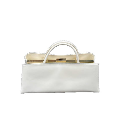Women’s Solid Color Square PU Leather Underarm Bag With Metal Button And Top Handle