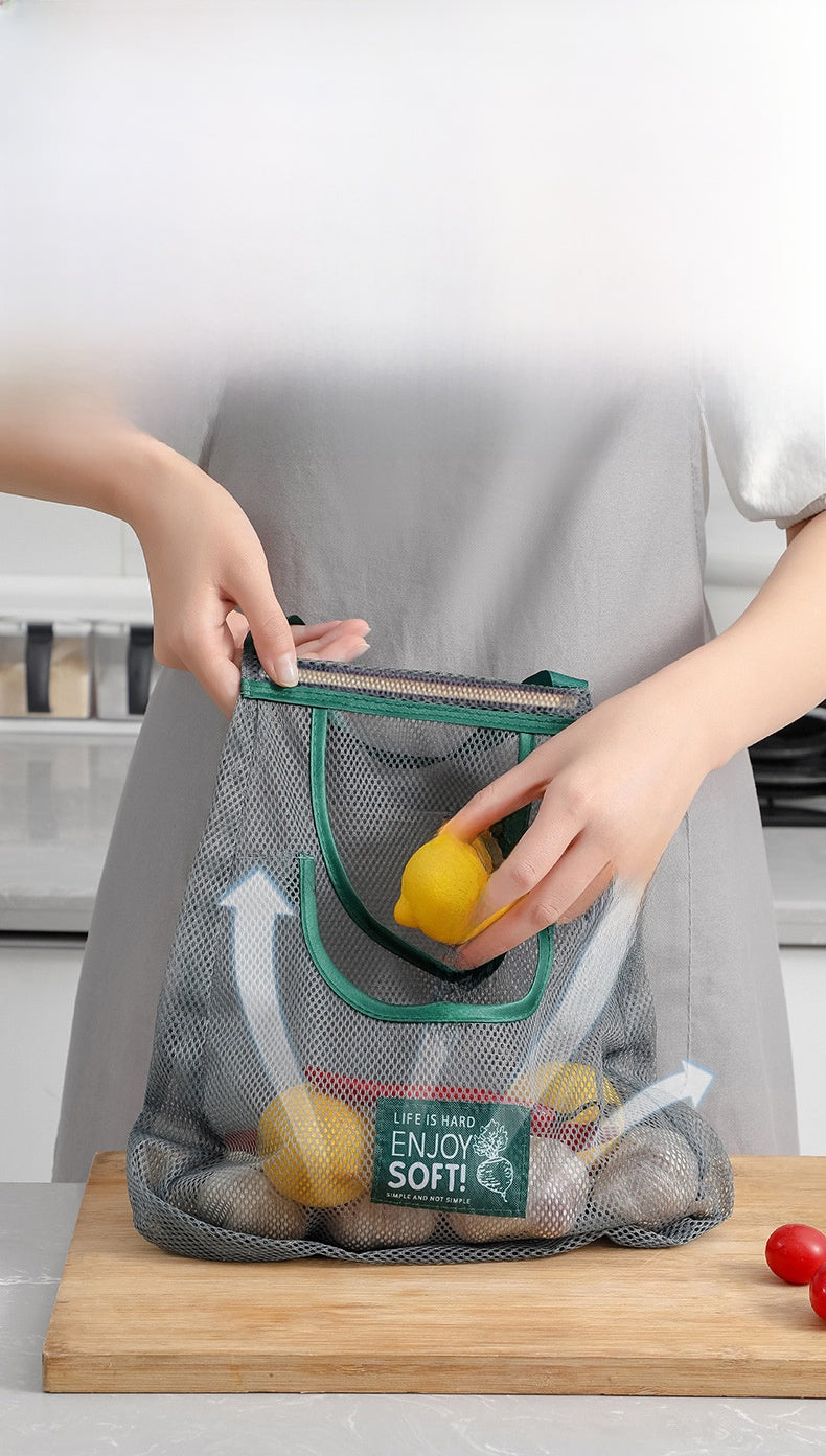 Simple Style Vegetable Storage Bag Made Of Durable Polyester For Convenient Kitchen Organization