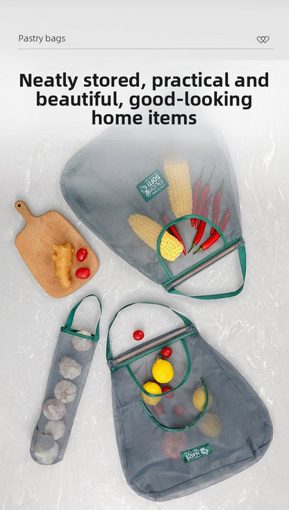 Simple Style Vegetable Storage Bag Made Of Durable Polyester For Convenient Kitchen Organization