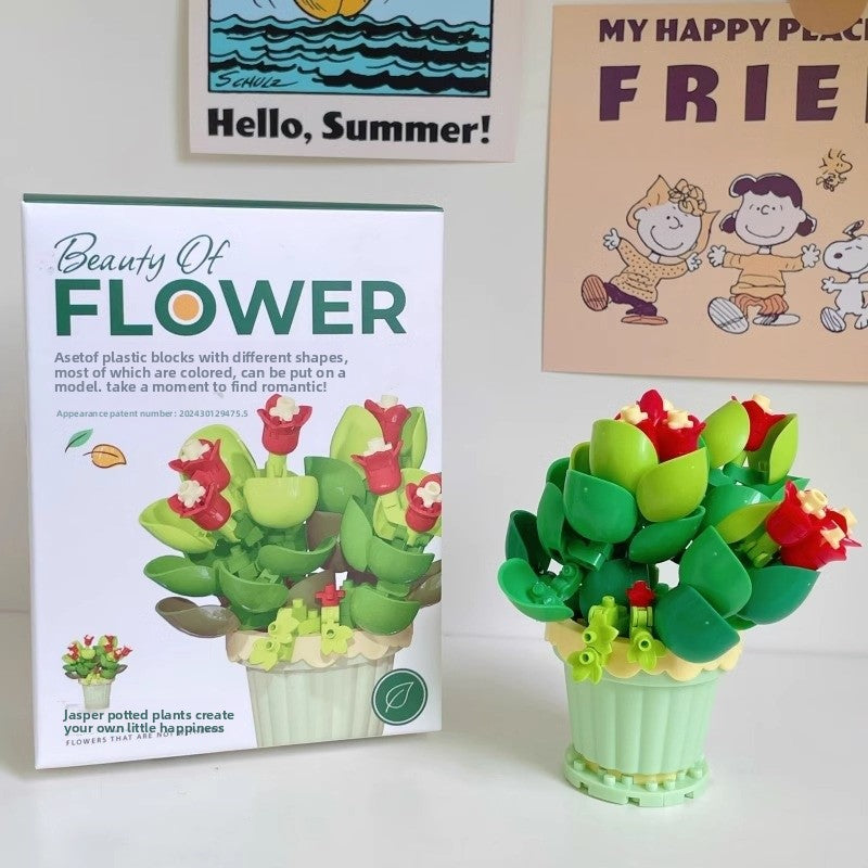 Valentine's Day Multicolor Flowers Building Toys For Kids Ages 7-16, Plastic Construction Set For Children Unisex