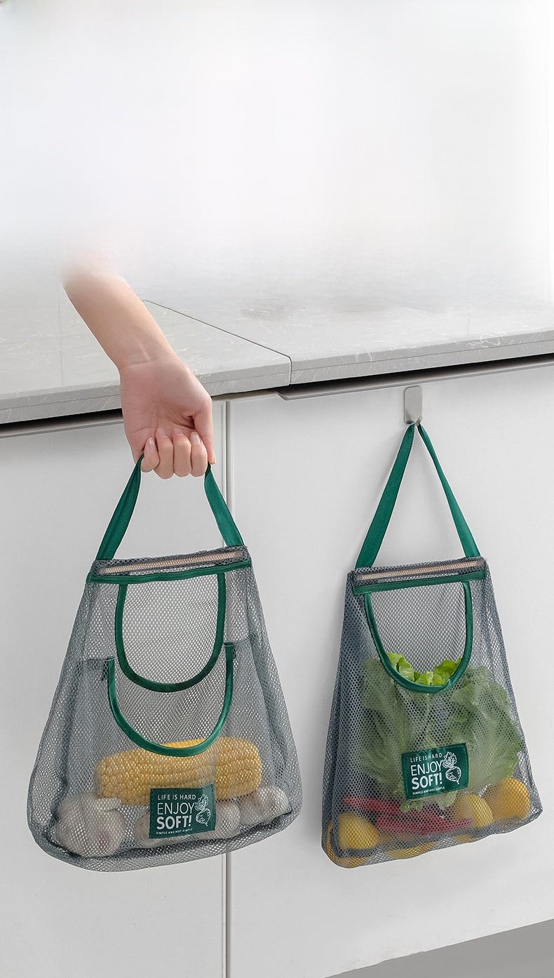 Simple Style Vegetable Storage Bag Made Of Durable Polyester For Convenient Kitchen Organization