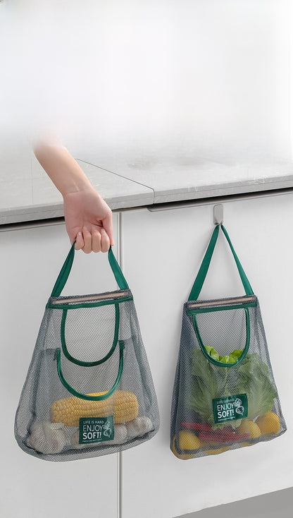 Simple Style Vegetable Storage Bag Made Of Durable Polyester For Convenient Kitchen Organization
