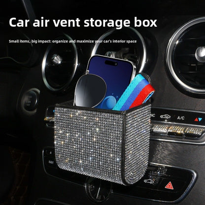 PU Leather Storage Bag With Diamond Craftsmanship For Car Use, Durable And Stylish Organizer