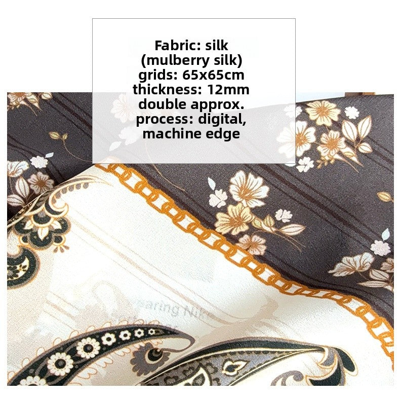 Elegant Silk Cashew Nuts Pattern Silk Scarf For Women In Grey, Perfect For Summer