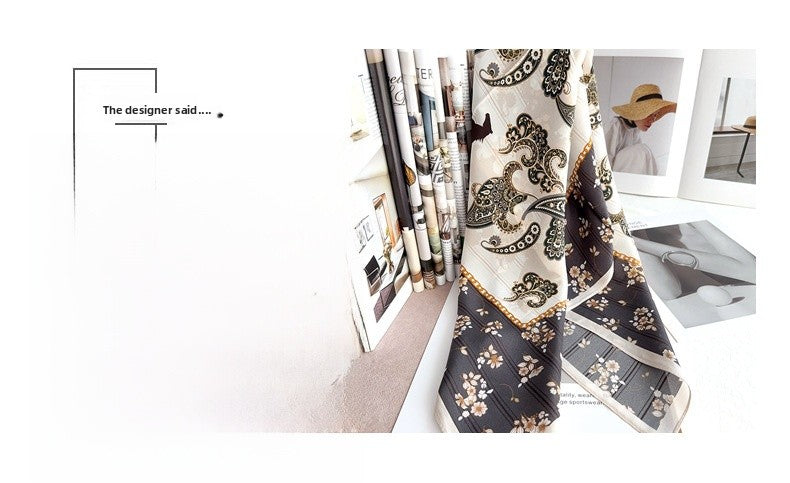 Elegant Silk Cashew Nuts Pattern Silk Scarf For Women In Grey, Perfect For Summer