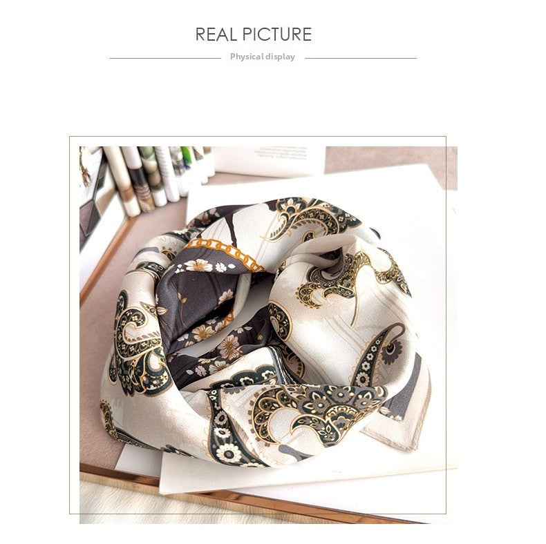 Elegant Silk Cashew Nuts Pattern Silk Scarf For Women In Grey, Perfect For Summer