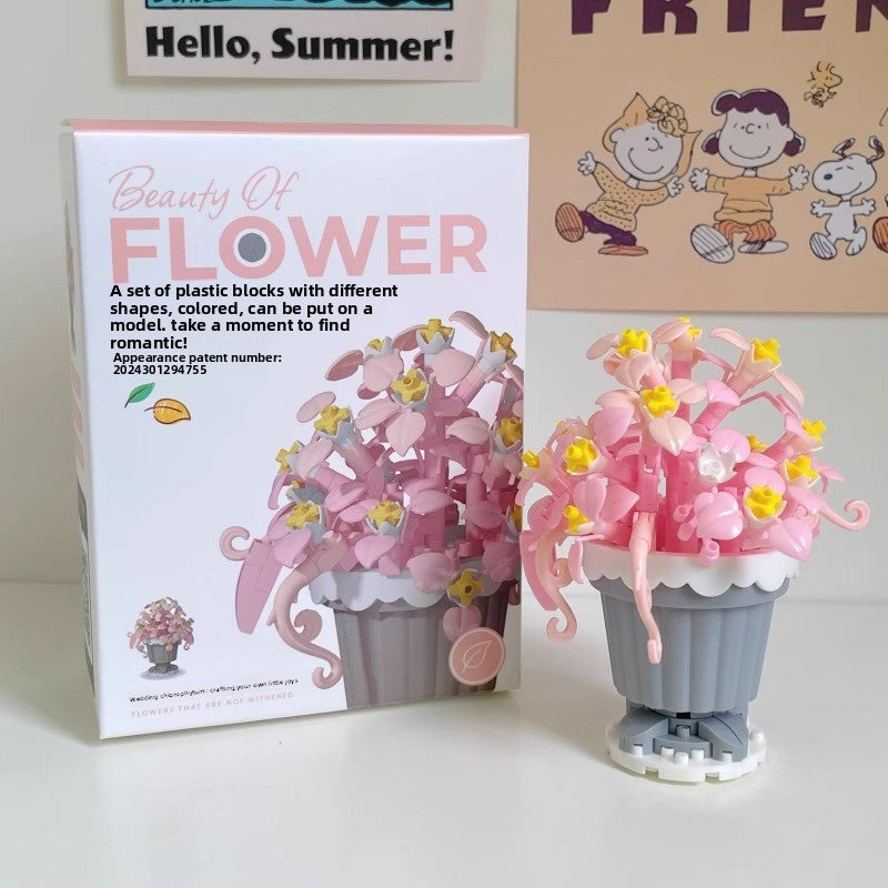 Valentine's Day Multicolor Flowers Building Toys For Kids Ages 7-16, Plastic Construction Set For Children Unisex