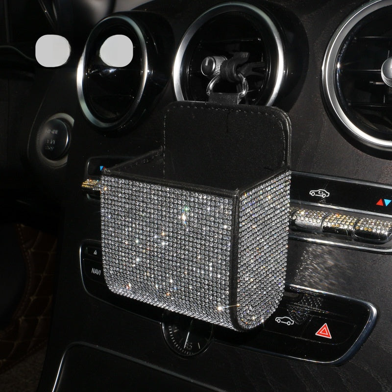 PU Leather Storage Bag With Diamond Craftsmanship For Car Use, Durable And Stylish Organizer
