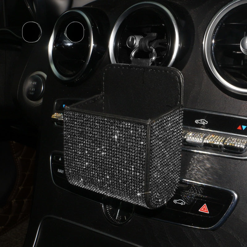 PU Leather Storage Bag With Diamond Craftsmanship For Car Use, Durable And Stylish Organizer