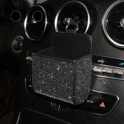 PU Leather Storage Bag With Diamond Craftsmanship For Car Use, Durable And Stylish Organizer