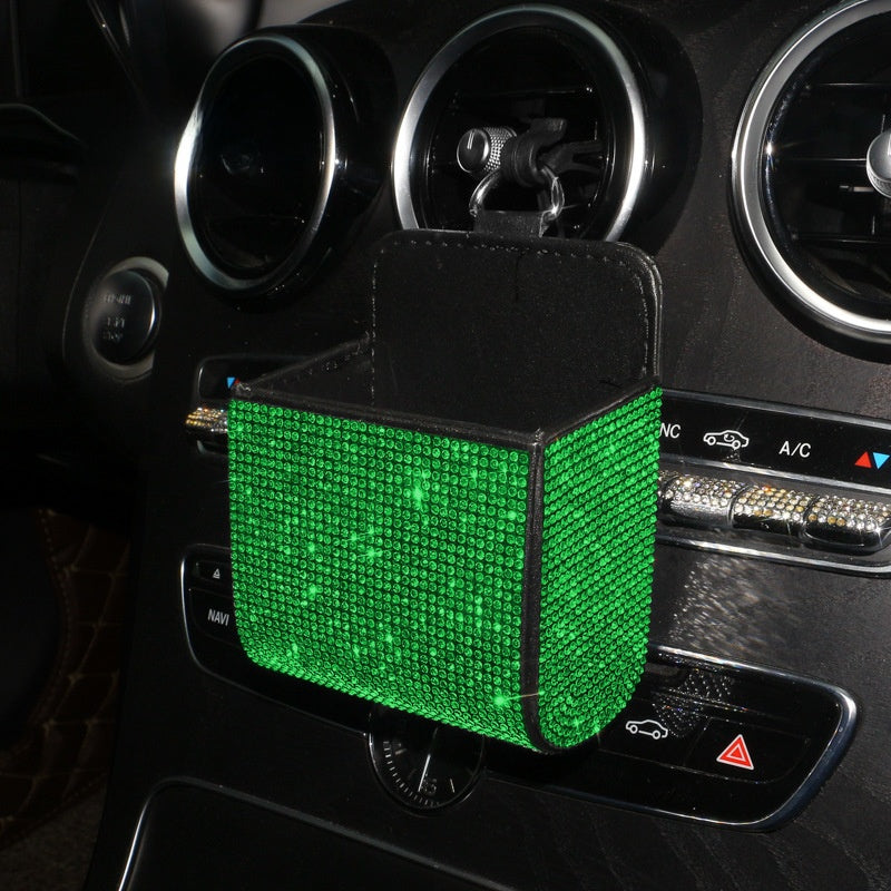 PU Leather Storage Bag With Diamond Craftsmanship For Car Use, Durable And Stylish Organizer
