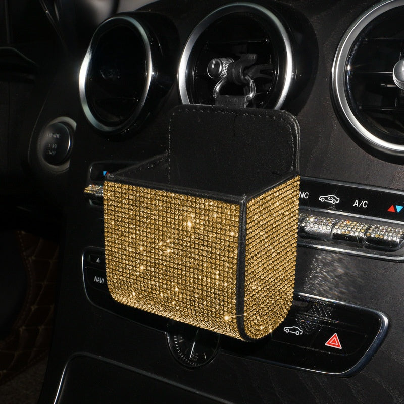 PU Leather Storage Bag With Diamond Craftsmanship For Car Use, Durable And Stylish Organizer