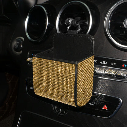 PU Leather Storage Bag With Diamond Craftsmanship For Car Use, Durable And Stylish Organizer
