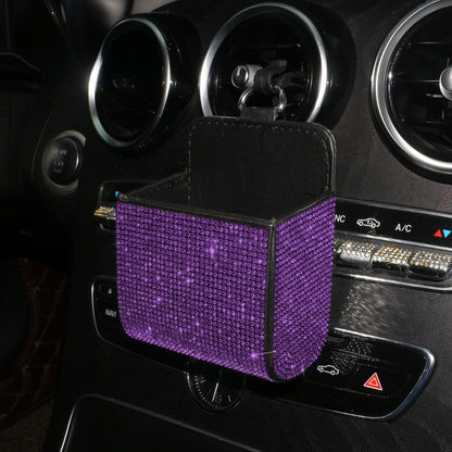 PU Leather Storage Bag With Diamond Craftsmanship For Car Use, Durable And Stylish Organizer