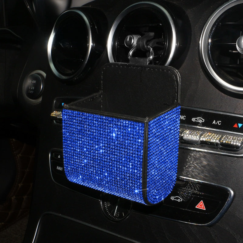 PU Leather Storage Bag With Diamond Craftsmanship For Car Use, Durable And Stylish Organizer