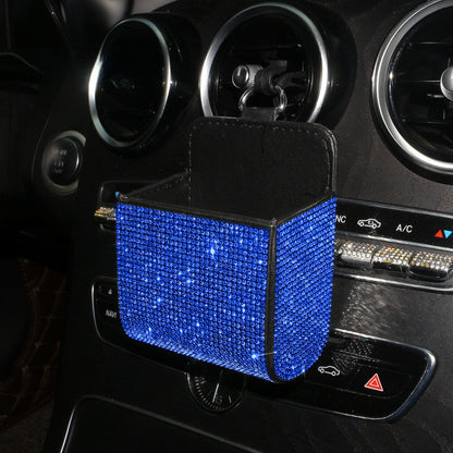 PU Leather Storage Bag With Diamond Craftsmanship For Car Use, Durable And Stylish Organizer