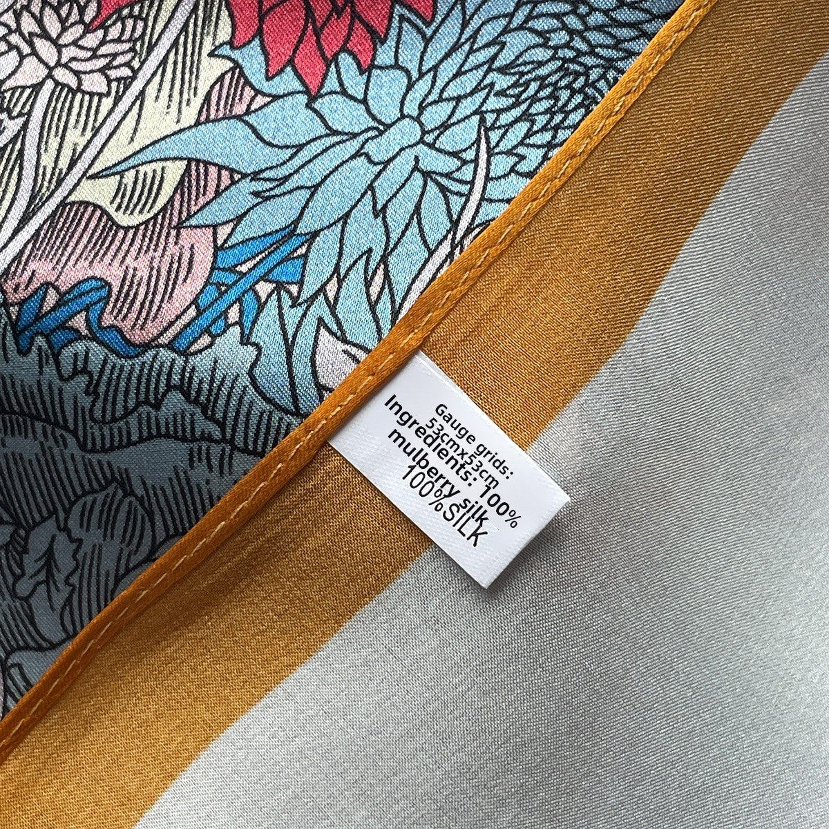 Silk Scarf With Flowers Pattern, Perfect For Summer