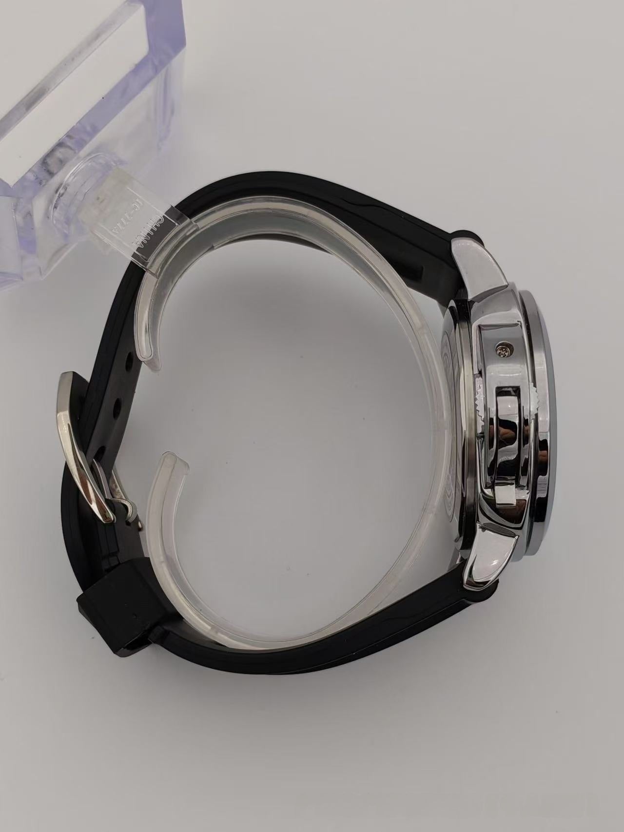 Men's Mechanical Round Dial Watch With Genuine Leather Strap, Pin Buckle, Tempered Glass Mirror, And Pointer Display