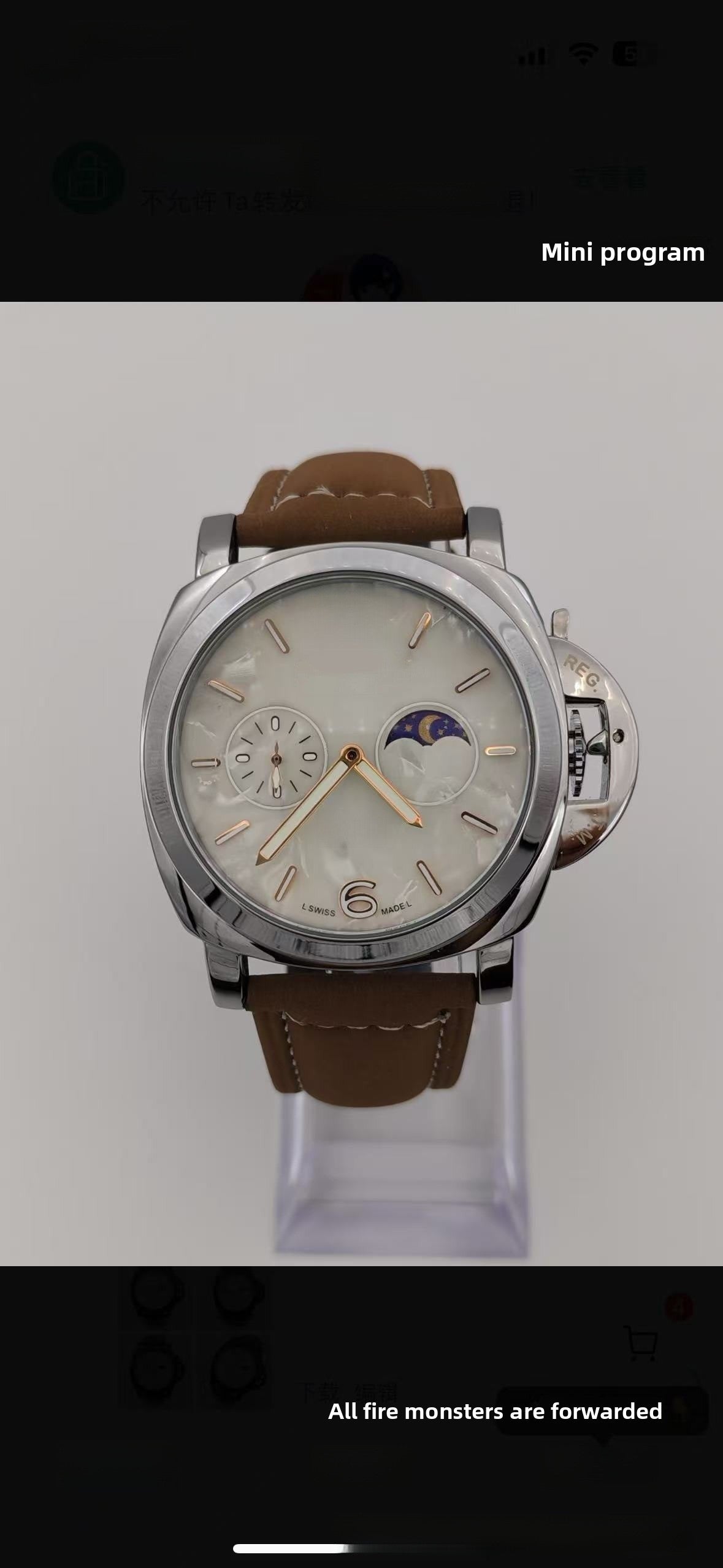 Men's Mechanical Round Dial Watch With Genuine Leather Strap, Pin Buckle, Tempered Glass Mirror, And Pointer Display