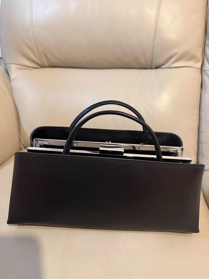 Women’s Solid Color Square PU Leather Underarm Bag With Metal Button And Top Handle