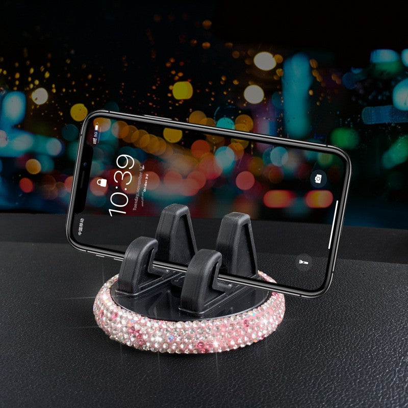 Car Phone Holder With Rhinestones In Elegant White For Stylish Vehicle Accessory