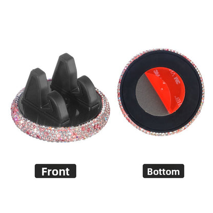 Car Phone Holder With Rhinestones In Elegant White For Stylish Vehicle Accessory