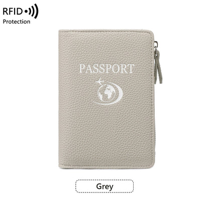 Unisex Solid Color PU Leather RFID Passport Holder For Secure Travel