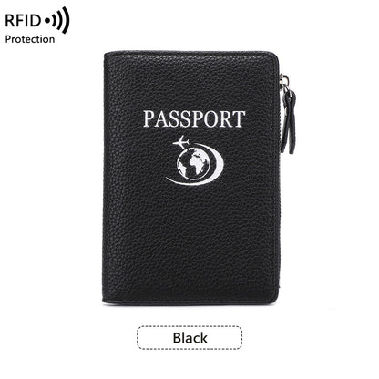 Unisex Solid Color PU Leather RFID Passport Holder For Secure Travel