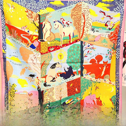 Sweet Multicolor Silk Scarf For Women, Perfect Summer Accessory Featuring Elegant Printing