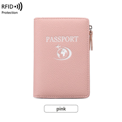 Unisex Solid Color PU Leather RFID Passport Holder For Secure Travel