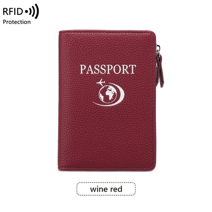 Unisex Solid Color PU Leather RFID Passport Holder For Secure Travel
