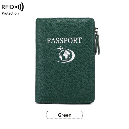 Unisex Solid Color PU Leather RFID Passport Holder For Secure Travel
