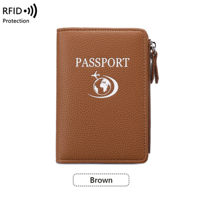 Unisex Solid Color PU Leather RFID Passport Holder For Secure Travel