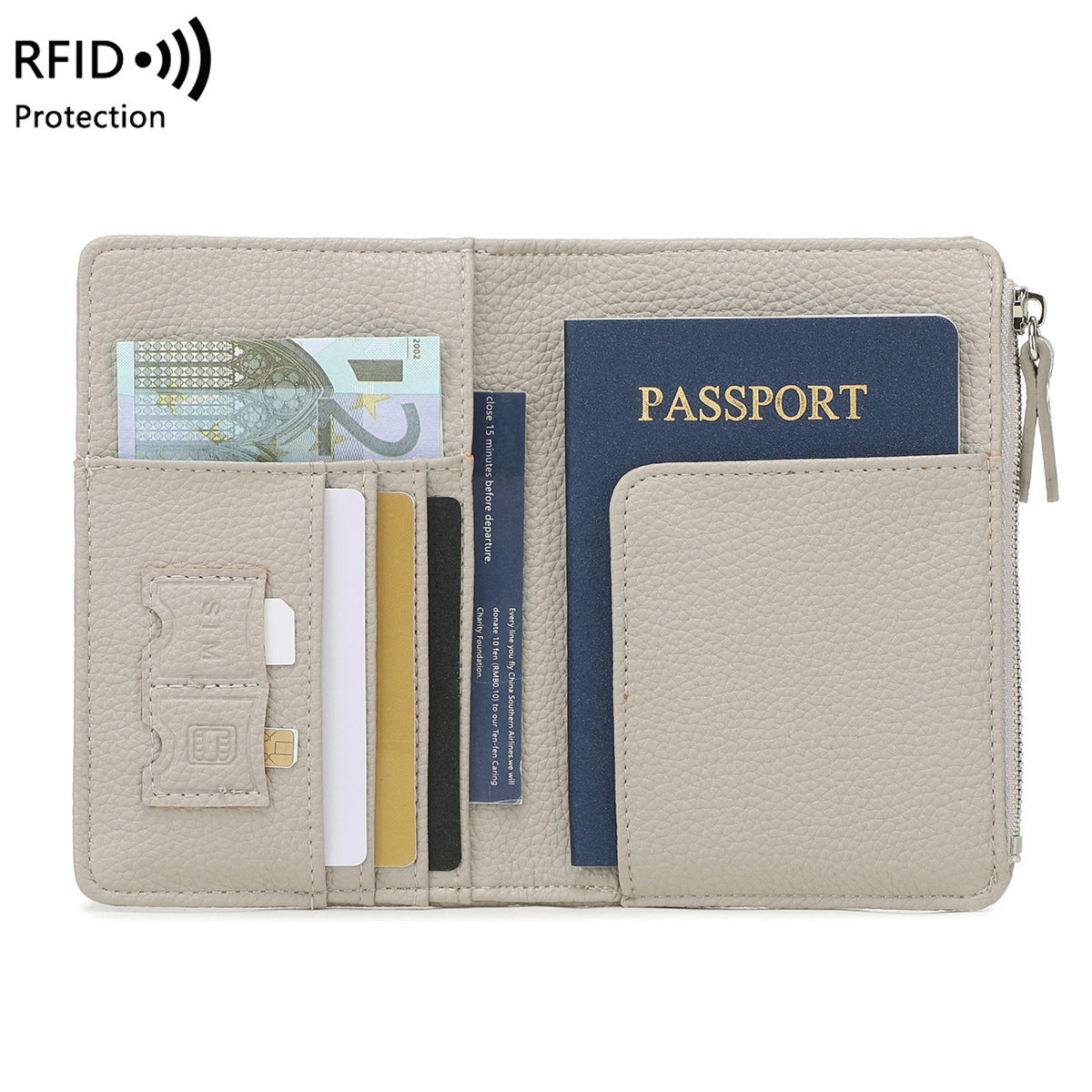 Unisex Solid Color PU Leather RFID Passport Holder For Secure Travel