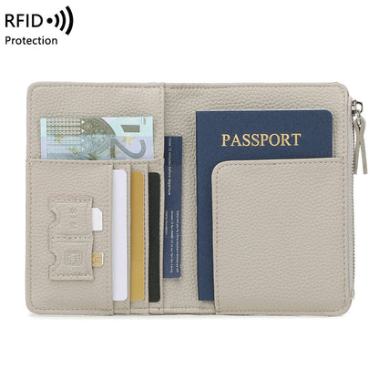 Unisex Solid Color PU Leather RFID Passport Holder For Secure Travel