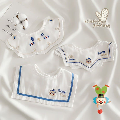 Rotatable Printed Cotton Baby Bib For Baby Boys In Blue, Perfect For Spring Season