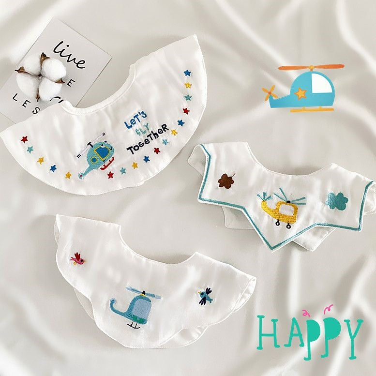 Rotatable Printed Cotton Baby Bib For Baby Boys In Blue, Perfect For Spring Season
