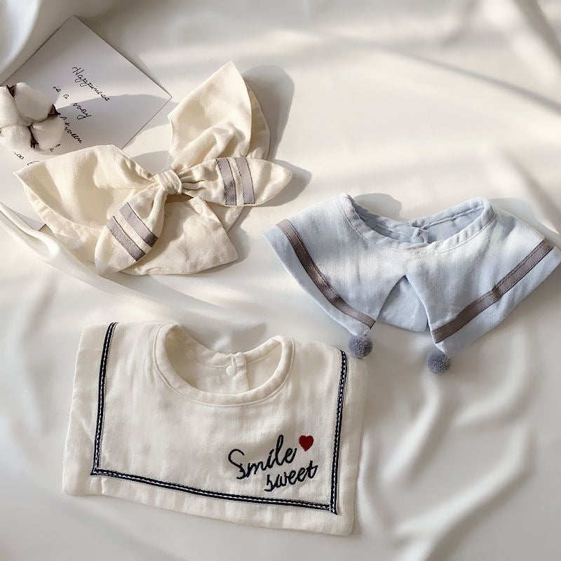 Rotatable Printed Cotton Baby Bib For Baby Boys In Blue, Perfect For Spring Season