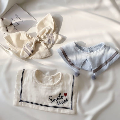 Rotatable Printed Cotton Baby Bib For Baby Boys In Blue, Perfect For Spring Season