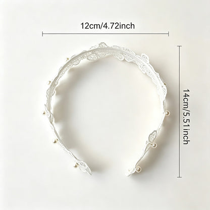 Sweet Flowers Hair Band For Girls In White Cloth, Perfect For Spring & Summer