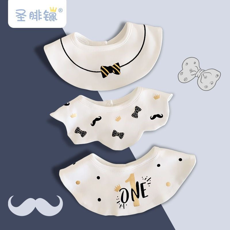 Rotatable Printed Cotton Baby Bib For Baby Boys In Blue, Perfect For Spring Season